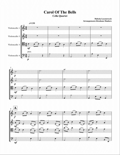 Carol Of The Bells Cello Quartet