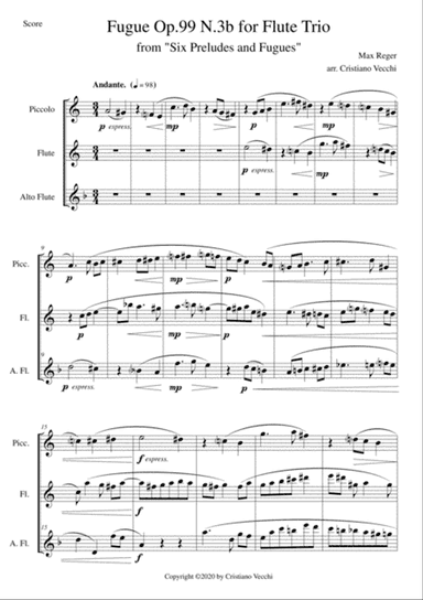 Fugue Op.99 N.3b for Flute Trio