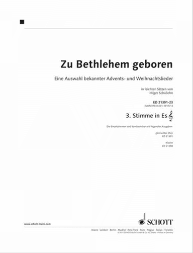 Zu Bethlehem Geboren: Well-known Carols 3rd Part In E-flat (violin Clef)