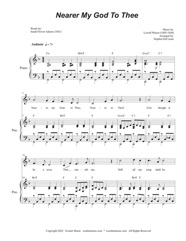 Nearer My God To Thee (Vocal solo - (Medium Key)
