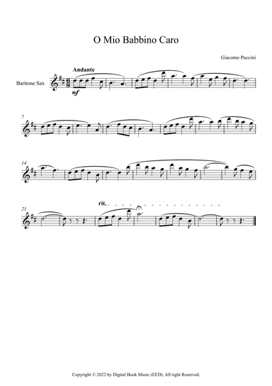 O Mio Babbino Caro - Giacomo Puccini (Bariton Sax)