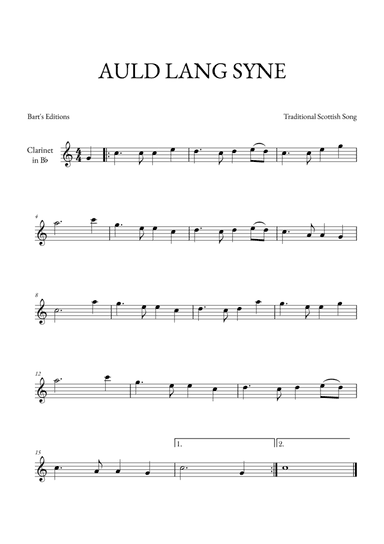 Auld Lang Syne (for Bb Clarinet)
