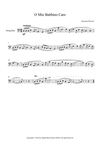 O Mio Babbino Caro - Giacomo Puccini (String Bass)