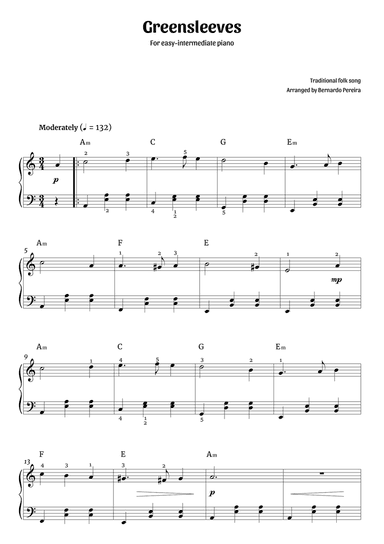 Greensleeves (easy-intermediate piano)