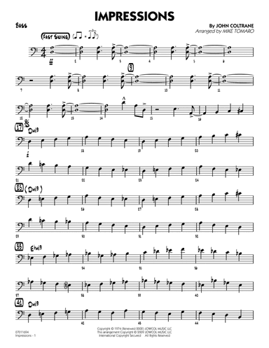 Impressions (arr. Mike Tomaro) - Bass