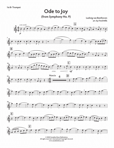Ode to Joy - Bb Trumpet 1
