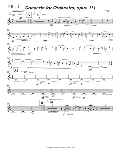Concerto for Orchestra, opus 111 (2005) Horn in F part 1
