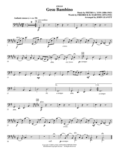 Gesú Bambino (arr. John Leavitt) - Cello