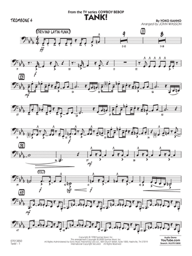 Tank! (from Cowboy Bebop) (arr. John Wasson) - Trombone 4