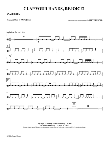 Clap Your Hands, Rejoice!: Snare Drum