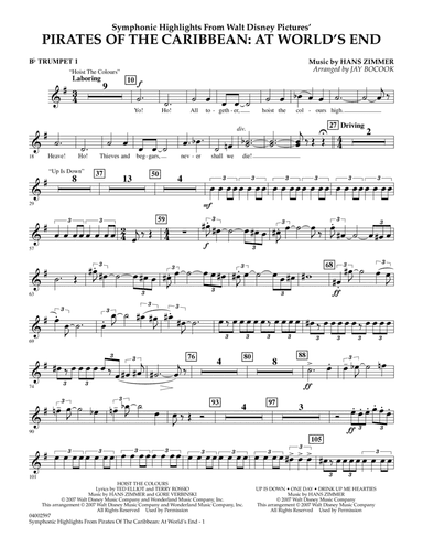Highlights from Pirates of the Caribbean: At World's End (arr. Jay Bocook) - Bb Trumpet 1