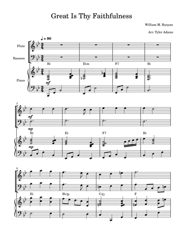 Great Is Thy Faithfulness (Flute and Bassoon Duet with Piano)