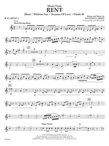Music from Rent (arr. Jay Bocook) - Bb Clarinet 3