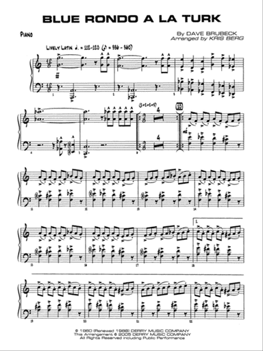 Blue Rondo a la Turk: Piano Accompaniment