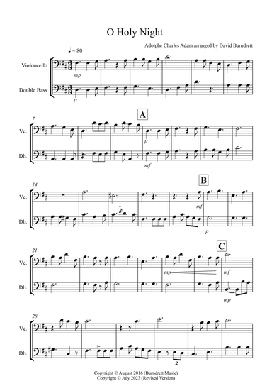 O Holy Night for Cello and Double Bass Duet