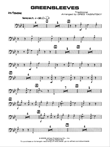 Greensleeves: 4th Trombone