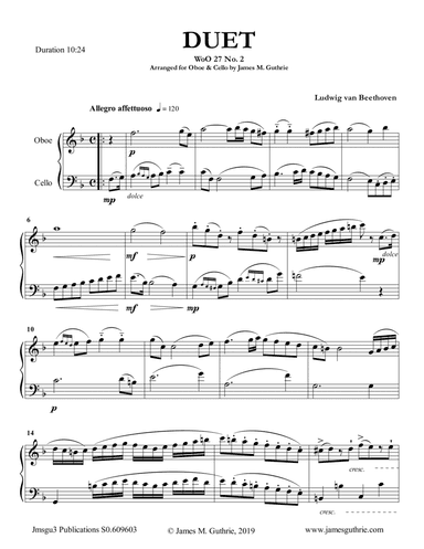 Beethoven: Duet WoO 27 No. 2 for Oboe & Cello