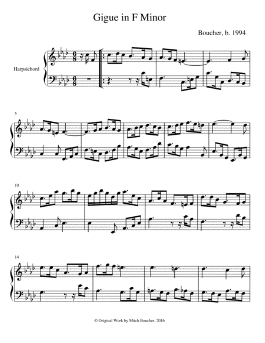 Keyboard Suite in F Minor: VI. Gigue