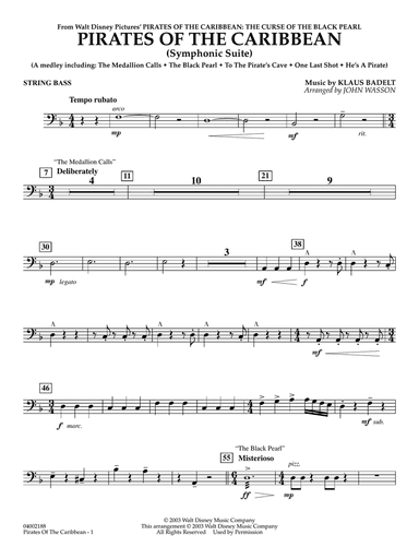 Pirates Of The Caribbean (Symphonic Suite) (arr. John Wasson) - String Bass