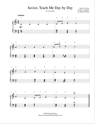 Savior, Teach Me Day by Day - for easy piano