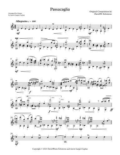 Passacaglia for solo guitar