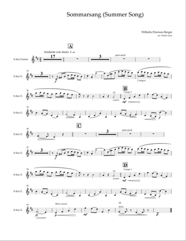 Sommarsang (Summer Song) for Clarinet Choir (Parts)
