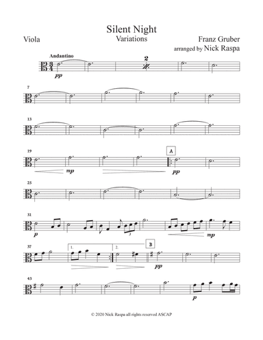 Silent Night - Variations (full orchestra) Viola part