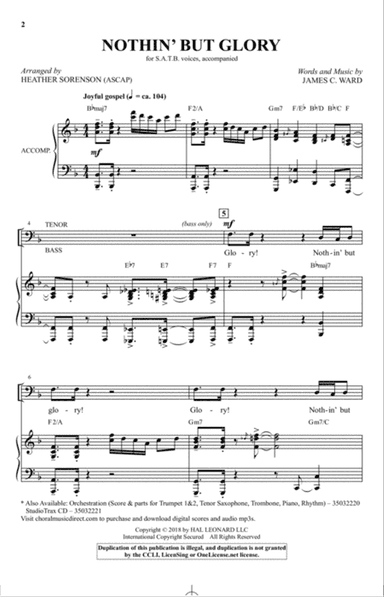 Nothin' But Glory (arr. Heather Sorenson)