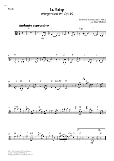 Brahms' Lullaby - Viola Solo - W/Chords