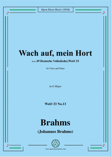 Brahms-Wach auf,mein Hort,WoO 33 No.13,in G Major,for Voice&Piano