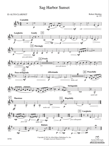 Sag Harbor Sunset: (wp) E-flat Alto Clarinet