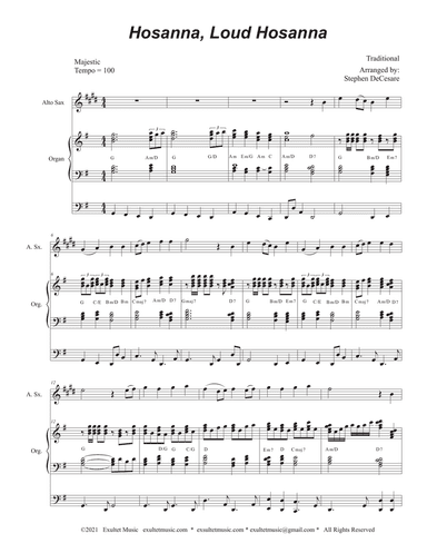 Hosanna, Loud Hosanna (Alto Saxophone - Organ accompaniment)