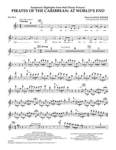 Highlights from Pirates of the Caribbean: At World's End (arr. Jay Bocook) - Flute 2