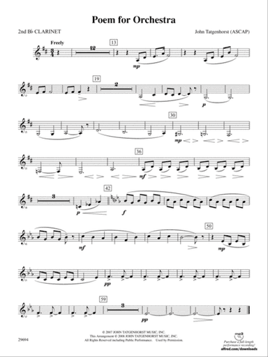 Poem for Orchestra: 2nd B-flat Clarinet
