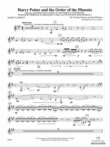 Harry Potter and the Order of the Phoenix, Concert Suite from: 2nd B-flat Clarinet