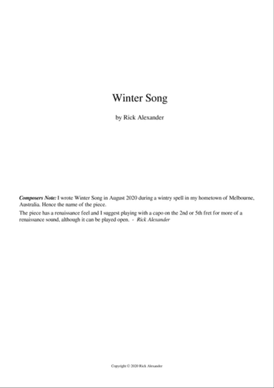 Winter Song (for solo guitar)