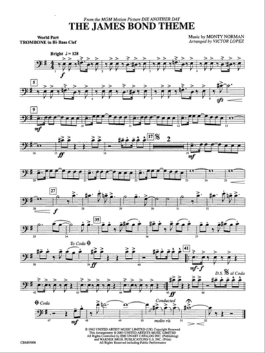 The James Bond Theme (from Die Another Day): (wp) 1st B-flat Trombone B.C.