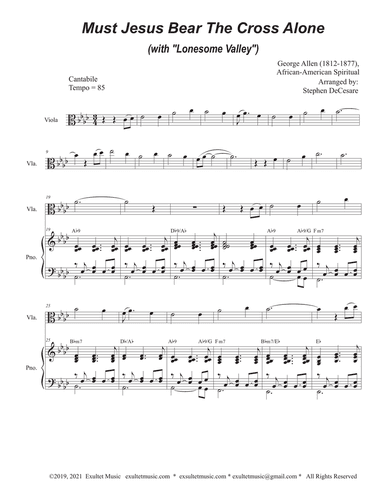 Must Jesus Bear The Cross Alone (with "Lonesome Valley") (Viola solo and Piano)