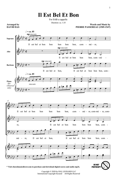 Il Est Bel Et Bon (arr. David Das)