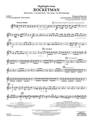 Highlights from Rocketman (arr. Johnnie Vinson) - Pt.3 - Eb Alto Sax/Alto Clar.