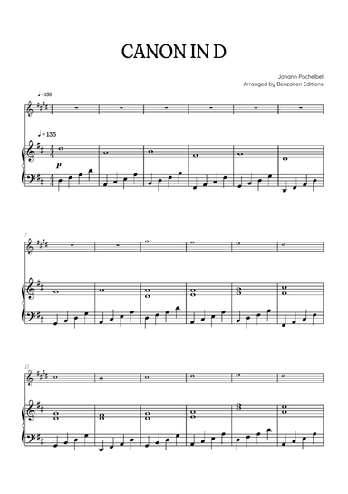 Pachelbel Canon in D • trumpet sheet music with piano accompaniment