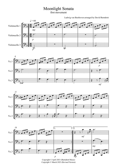 Moonlight Sonata (1st movement) for Cello Trio