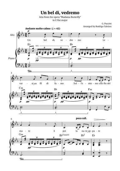 Un Bel Di Vedremo (from Madama Butterfly) - for Alto - in Eb major
