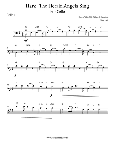 Hark! The Herald Angels Sing for Cello