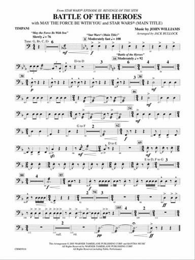 The Battle of the Heroes (from Star Wars®: Episode III Revenge of the Sith): Timpani