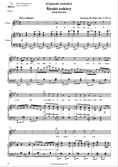 Siroke rukavy, Op. 55 No. 6 (Original key. A Major)