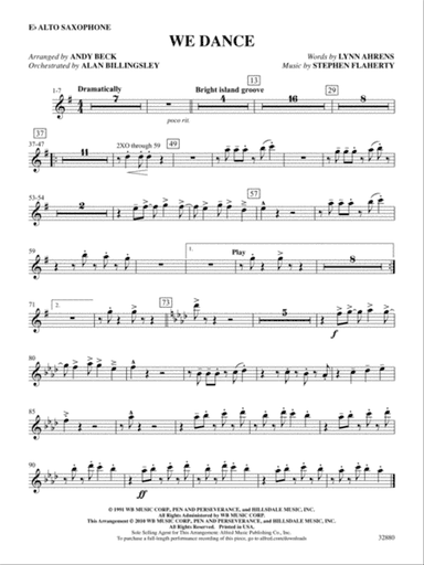 We Dance (from the musical Once on This Island): E-flat Alto Saxophone
