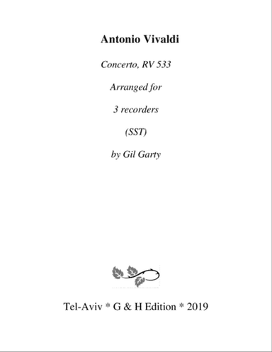 Concerto, RV 533 (arrangement for 3 recorders (SST)