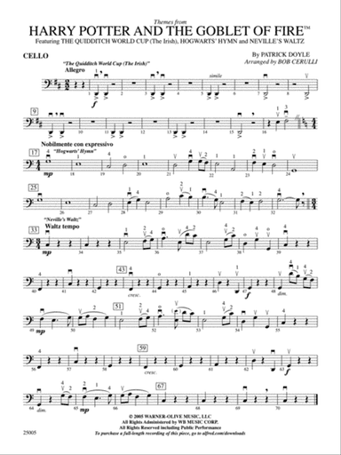 Harry Potter and the Goblet of Fire,™ Themes from: Cello