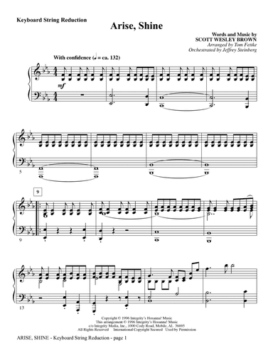 Arise, Shine (arr. Tom Fettke) - Keyboard String Reduction